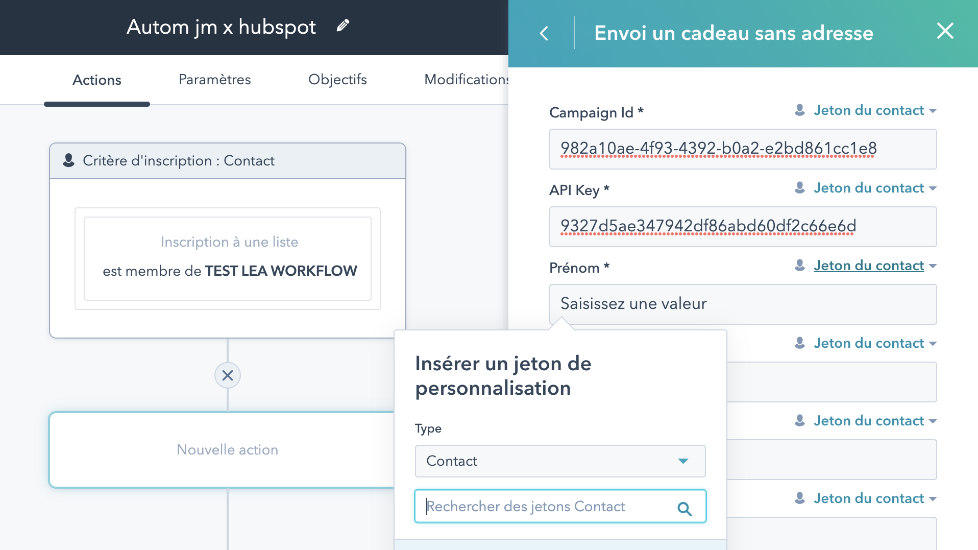 Paramétrage du workflow